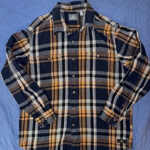 G.H. Bass & Co. Men's Plaid Button Down Shirt - Navy, Orange, White